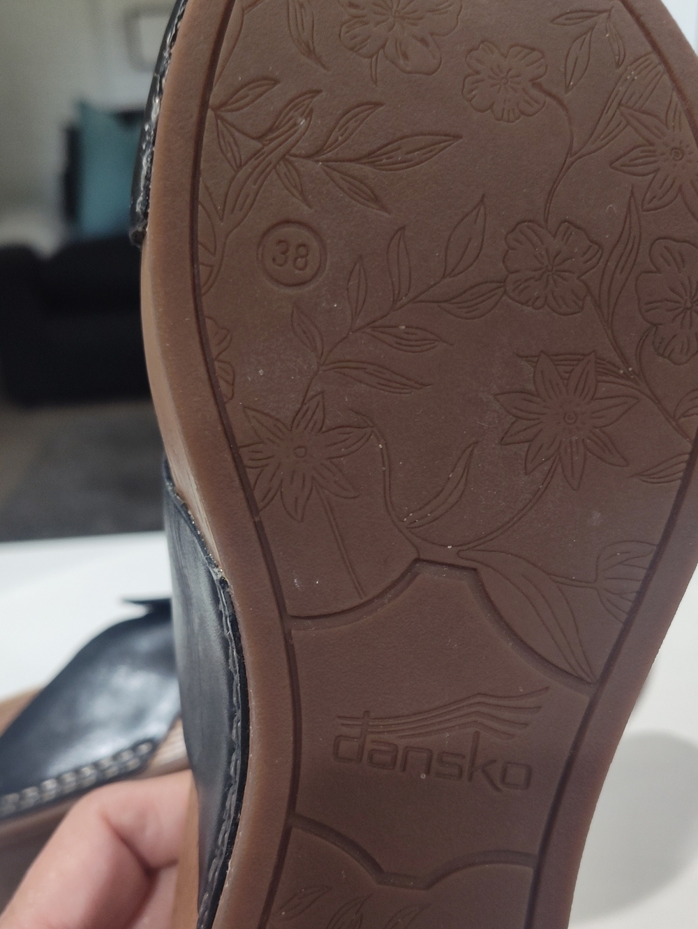 Dansko Lacee Black Leather Wedge Sandals Size 38 - Picture 7 of 8